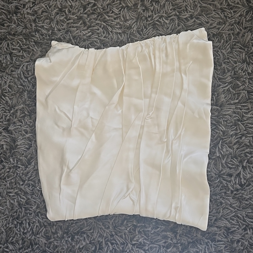 White shirred corset boudoir strapless top